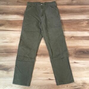 RSQ Utility Mens Olive Green Double Knee Carpenter Pants 28x29 Slim Straight
